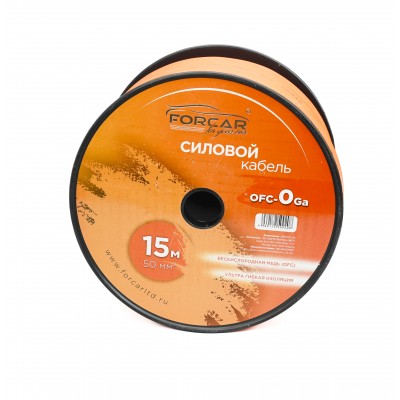 FORCAR OFC-0Ga силовой кабель 0Ga/50мм2 (бухта 15 метров ) чистая медь, красный